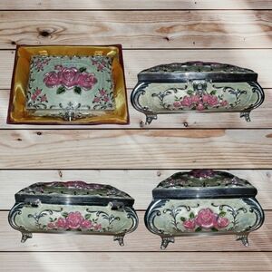Floral Jewelry Box with Pink Roses